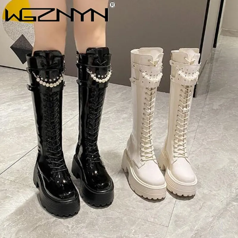Knee High Boots Women - Sepatu bot kulit hangat untuk wanita,
