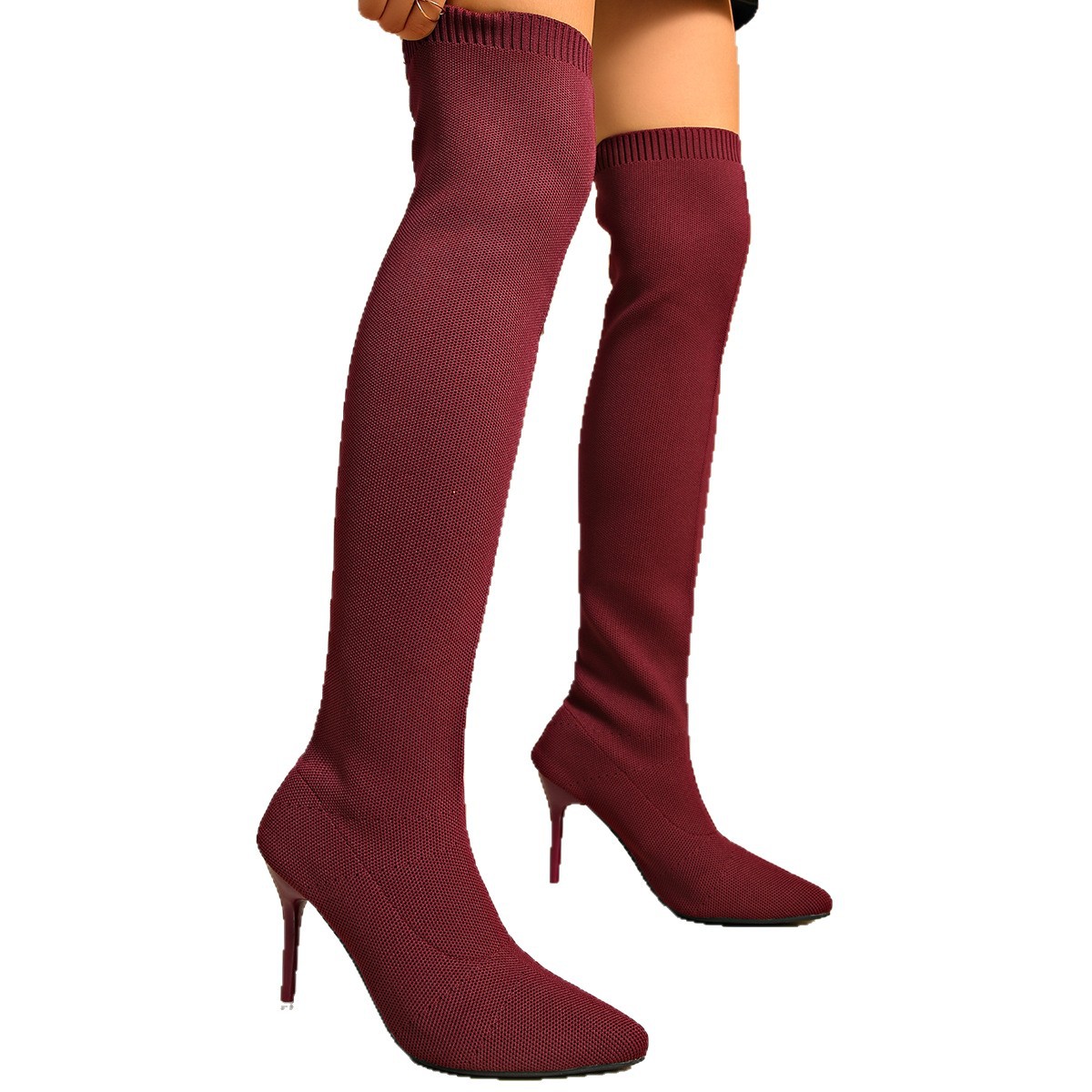 Sock Boot Women - Sepatu Bot Setinggi Lutut, Sepatu Hak